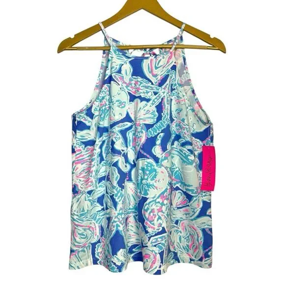 NWT Lilly Pulitzer Margot Tank Top Size S Blue Haven Pop Up Into The Deep Preppy - Picture 2 of 9